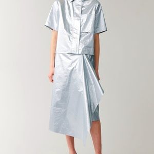 Metallic Striped Wrap Skirt